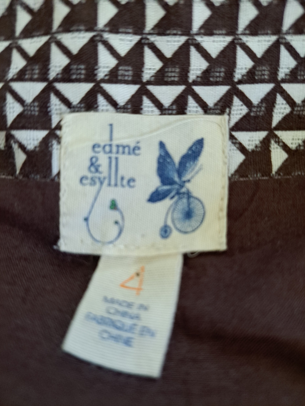 Esme & Esyllte Sz 4 Brown White Check Floral Dress - Picture 6 of 6